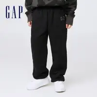 在飛比找蝦皮商城優惠-Gap 男童裝 Logo寬鬆刷毛長褲 碳素軟磨系列-黑色(4