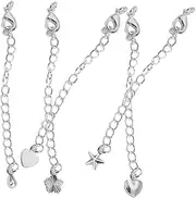 Tofficu 5pcs Lobster Clasp Tail Chain Gold Chain Fuse Beads Boards Gemstone Beads Chain Bracelets Clay Beads Charms Pendant Clasp for Necklace Jewelry Necklace Extender Chain Alloy Silver