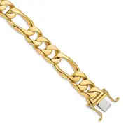 Solid 14K Yellow Gold 24 inch 14mm Hand Polished Figaro Link with Box Catch Chain Chain