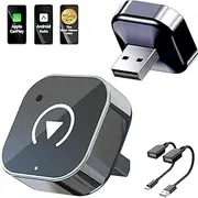 Wireless CarPlay Adapter 2025 Upgrade Wired to Wireless, Mini USB Design for Cars with Built-in Wired Apple CarPlay Plug and Play Stable Connection Car Play for iPhone 6+, Android 11+ (2017+ Cars)