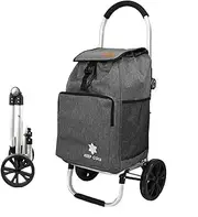 Foldable Shopping Trolley Cart with Wheels Alumimium Shopping Cart for Groceries with Removable Bag Lightweight Utility Cart (Grey)