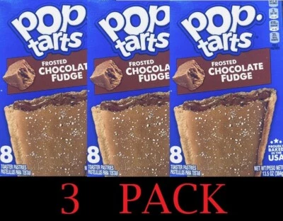 Kellogg's Pop Tarts FROSTED CHOCOLATE FUDGE Toaster Pastries 13.5 oz Box 3 PACK