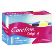 40pc Carefree Original Regular Tampons Reliable Protection/Curved Grooves