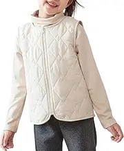 [aromm] Kids Plain Pattern Winter Warm Sleeveless Vest Zip Quilted Cotton Lined Outwear