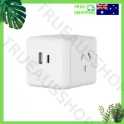 Arlec Double Adaptor Power Cube USB A and C 2 Socket Wall Charger White