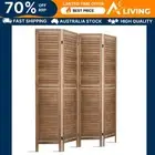 4 Panel Room Divider Screen 160x170cm Louver Oak Privacy Partition Home De 4P-BR