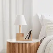 Sherwood Marie Wooden Bedside Table Lamp With Bookshelf