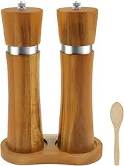 RdjEokf Manual Salt and Pepper Mills- Wooden Shakers, with Adjustable Coarseness, Refillable Manual Pepper Mill Grinder, Kitchen Hand Grinder, for Home Cooks