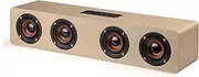 VOLTSTECH 12W Professional Stereo Home Theater Wireless Wooden Speaker Natural Wooded Material 3D Stereo Wireless HiFi 4 Speakers Rechargeable Bass Effect Sound Bar for PC TV Mobile