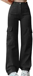 [Generic] Women 's Cargo Pants High Waist Open Bottom Hiking Workout Athletic Sweatpants Comfy Straight Leg Pants with Pockets