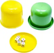 Abaodam High Strength Plastic Dice Cup Set 5 Dice Included for Home Parties Bars Random