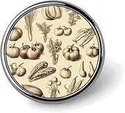 [FZMVSQH] Sketch Style Vegetables Printed Round Button Pin Badges Metal Pinback Buttons 1 Inch Pins for Hat Shirt Clothing Bags Decoration, Circular, Aluminum
