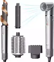 5-in-1 Air Wrap Hair Styler: Ionic Blow Dryer Brush & Detachable Curler Set