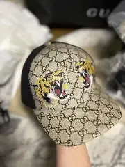 Gucci Tiger GG Print Baseball Cap Brown Hat Medium Made in Italy 426887 S/57CM
