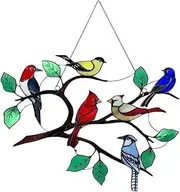 Sun Catchers Hanging Multicolor Birds On A Wire High Stained Suncatcher Window Panel Series Ornaments Pendant Home Decoration Home Decoration (Color : C)