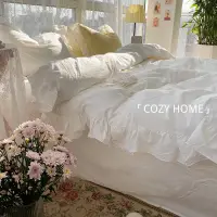 在飛比找蝦皮商城精選優惠-COZY HOME 5色 全素白色床包組 水洗棉 100%純