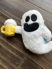 Bark Box Small Sheet Faced Plush LARGE 50 Plus Lbs Dog Toy Ghost Crinkle Squeak