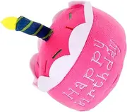 Totority Happy Birthday Plush Dog Cake Toy Squeaky Birthday Cake Shaped Dog Toy for Celebrating Soft Durable for Photo Opportunities