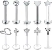 [MODRSA] Tragus and Helix Piercing Jewelry Flat Back Earrings for Women Forward Helix Cartilage Earring Medusa Lip Rings 16g