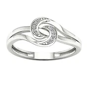 10k White Gold Round Cut 0.03Ct Diamond Engagement Ring Size 8 Clarity I2