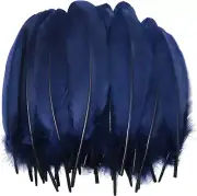 Natural Goose Feather 100PCS 5.9-7.9Inch / 15-20 Cm Beautiful Navy Blue Goose F