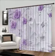 Water Reflected Rose 3D Curtain Blockout Photo Printing Curtains Drape Fabric