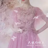 在飛比找蝦皮購物優惠-天使嫁衣 粉色新娘結婚敬酒服年會演出走秀表演晚禮服18829