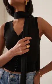 [Her Story] Five Line 14K Yellow Gold Diamond Ring