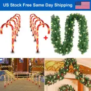 10FT Preliit Christmas Garland 40LED Light+10PCS 22" Christmas Candy Cane Lights