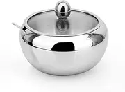 Stainless Steel Sugar Bowl with ar Lid and Spoon, Small Condiment Container Serving Dish Storage for Salt, Candy, Coffee