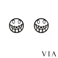 在飛比找momo購物網優惠-【VIA】白鋼耳釘 笑臉耳釘/節日系列 詭異笑臉造型白鋼耳釘