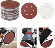 Leona Co 210PCS 6 Inch 6 Hole PSA Sanding Discs 30 Each of 60 80 100 150 180 120 240 Grit Sandpaper Assortment, Orbital Sander Pad, Hook and Loop Round Sand Paper for DA Sander