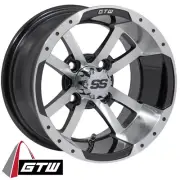 GTW Storm Trooper Golf Cart Machined / Black 12x7 Wheel | 3:4 offset (ET-.25)