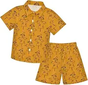 [Caihoyu] Little & Big Boy's Short Sleeve Button Down Shirt Top Shorts Set Toddler Boy Outfit Infant Little Boy Gift