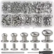 120 Sets round Head Button Stud Assorted Sizes Button Screw Stud for Leather Chi
