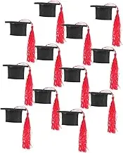 KITANDOVE 12pcs Miniature Graduation Wine Bottle Caps Creative Graduation Hat Jar Toppers with Tassel for Wine Bottles Beverages Bouquets and Party Decorations