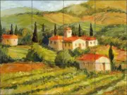 Ceramic Tile Mural Backsplash Margosian Tuscan Villa Landscape Art JM012