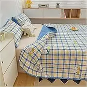 3 Pieces Quilt Set Twin Full/Queen Size Plaid Geometric Print Reversible Bedspread Coverlet Set Soft Cotton Lightweight Bed Cover,1 Quilt+2 Pillow Shams (Color : Blue B, Size : 220x245cm-86x96 inch