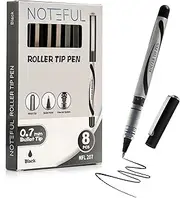 NOTEFUL Liquid Ink Rollerball Pens, 0.7mm Medium Point Tip, Rolling pen for Drawing, Journaling and Smooth Writing (Black, 1 Count (Pack of 8))