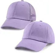 [SONMONY] 2-Pack Toddler Baseball Hats for Kids Girls Soft Cotton Mesh Back Trucker Hats Adjustable Toddler Hats for Girls Boys, Purple, One Size