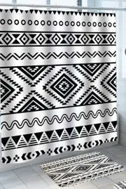 Black and White Native Aztec Pattern Shower Curtain