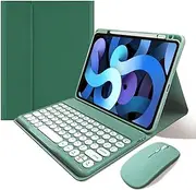 iPad 9th 8th 7th Generation Keyboard Case with Bluetooth Mouse Round Key Cute iPad Air 3rd Gen iPad Pro 10.5 Removable Color Keyboard Cover (Dark Gree)