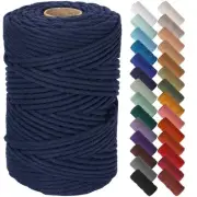 Dark Blue Macrame Cord 5mm x 109yards, Colored Macrame Rope Cotton Rope Macra...