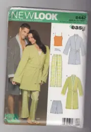 NEW LOOK pattern 6442 NIGHT pants shorts bathrobe cami UNISEX plus sizes