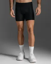 Core Compression 1/2 Shorts, 2XU, XXS, Black/Silver, Male