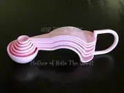 NEW Tupperware Measuring Spoons Set of 6 Light PINK Embossed D Ring Cups Baking