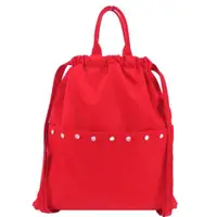 在飛比找ETMall東森購物網優惠-agnes b. 水晶貼飾尼龍輕便束口後背包(紅)