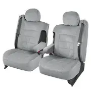 Velour Fabric 2-Pack Front Seat Covers for Pick-Up Trucks, Trucks, Vans Gray