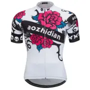 Rose Women's Cycling Shirts Ladies Bicycle Bike Cycle Short Jersey Tops White