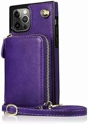 Stylish Unique Leather Phone Case Wallet Cardholder for iPhone 14 13 12 11 8 7 6 6S Pro Plus Max Mini X XS XR Shell Creative Cover Bumper(14 Pro Max,Purple)